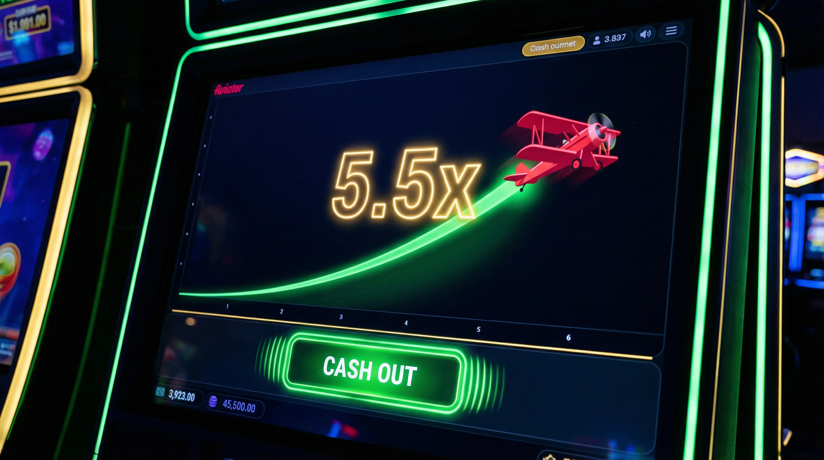 Juego Aviator con avión despegando y multiplicador en Betcris Casino