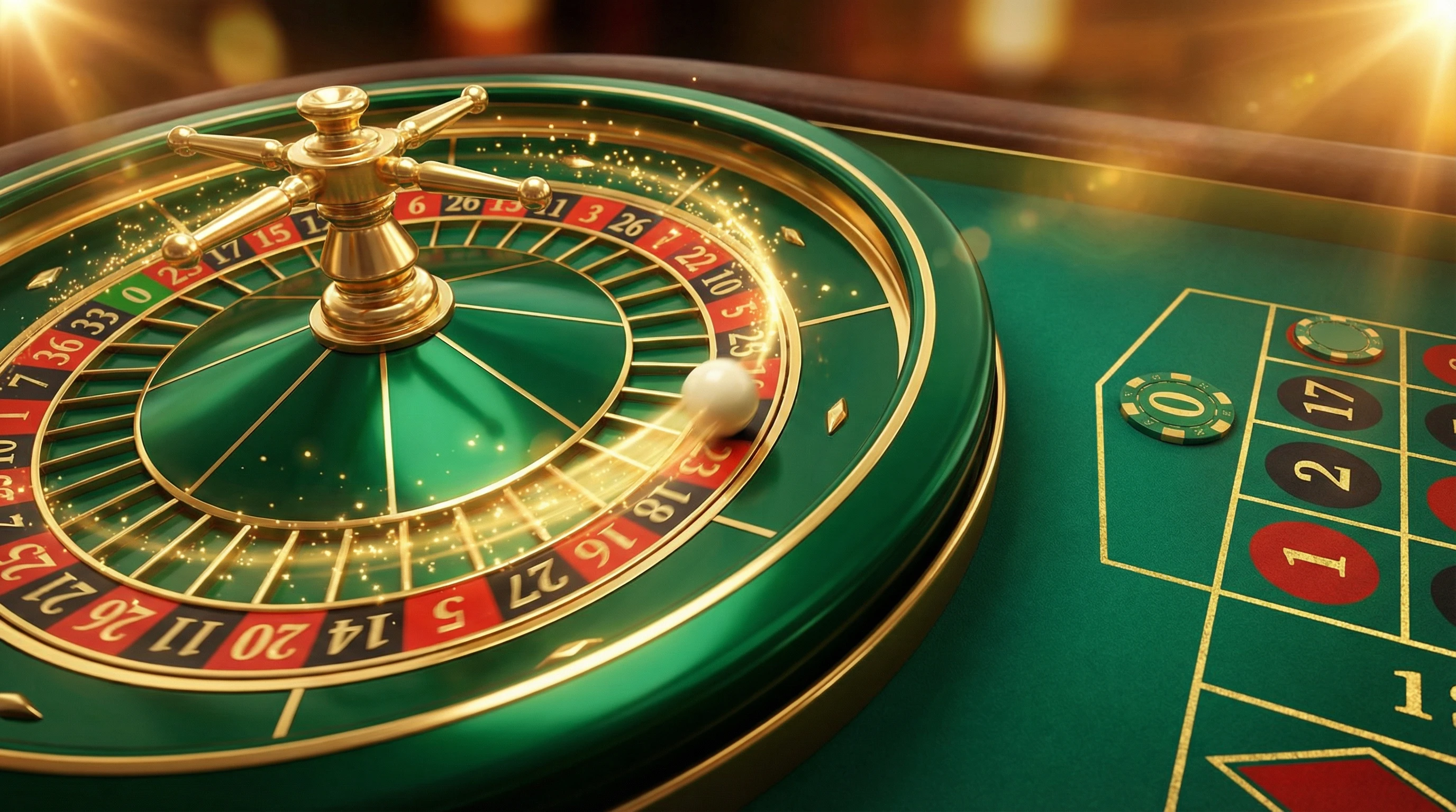 Ruleta europea con bola girando en casino Betcris Casino